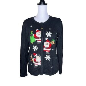 Rare VNTG TIARA INTERNATIONAL SleighBell Noise Christmas Cardigan Sweater Jacket